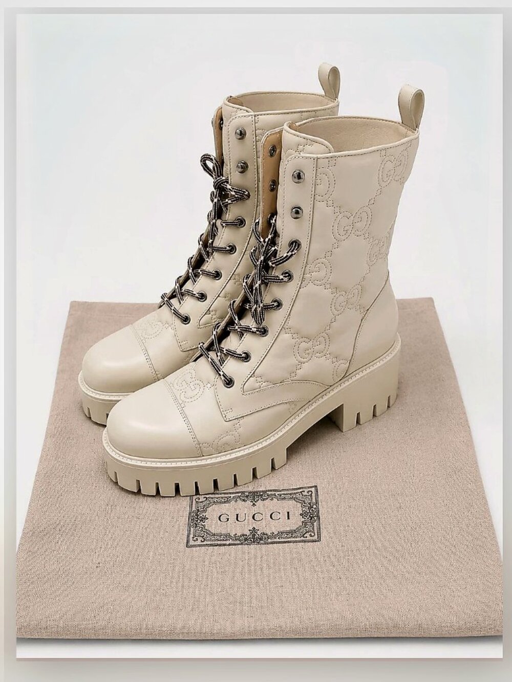 Gucci - GG quilted leather lace-up Boots